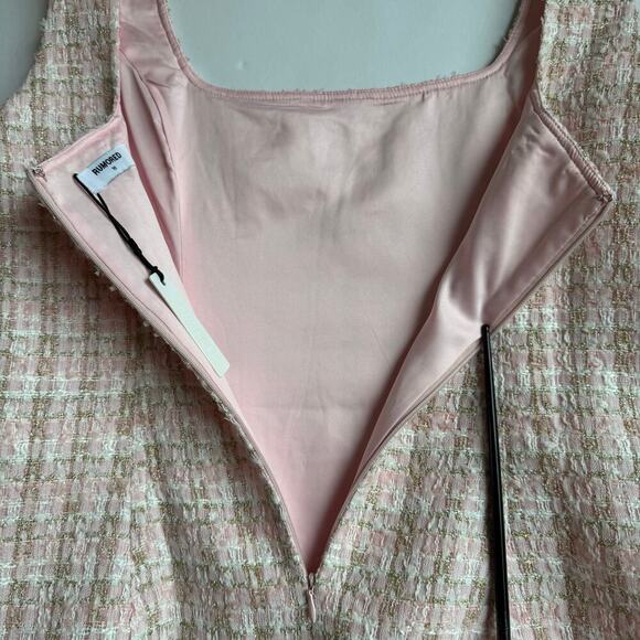 Rumored Tweed Mini Dress Pink Shimmer Size 10 New With Tags - Picture 8 of 14